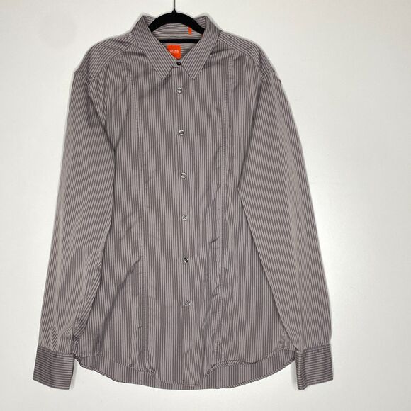 Hugo Boss Striped Cassette 2 Button Down Long Sleeve Shirt Men's Size XL - Picture 1 of 9